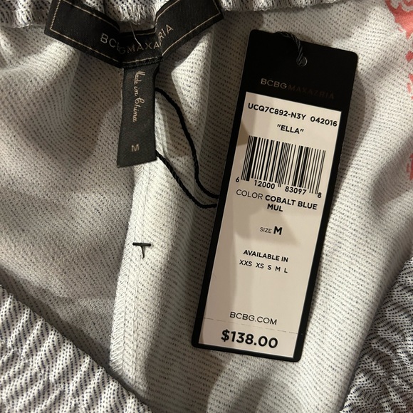 BCBG MaxAzria Ella Printed Boxing Short in Cobalt Blue Multi. Women’s Medium - Picture 5 of 6